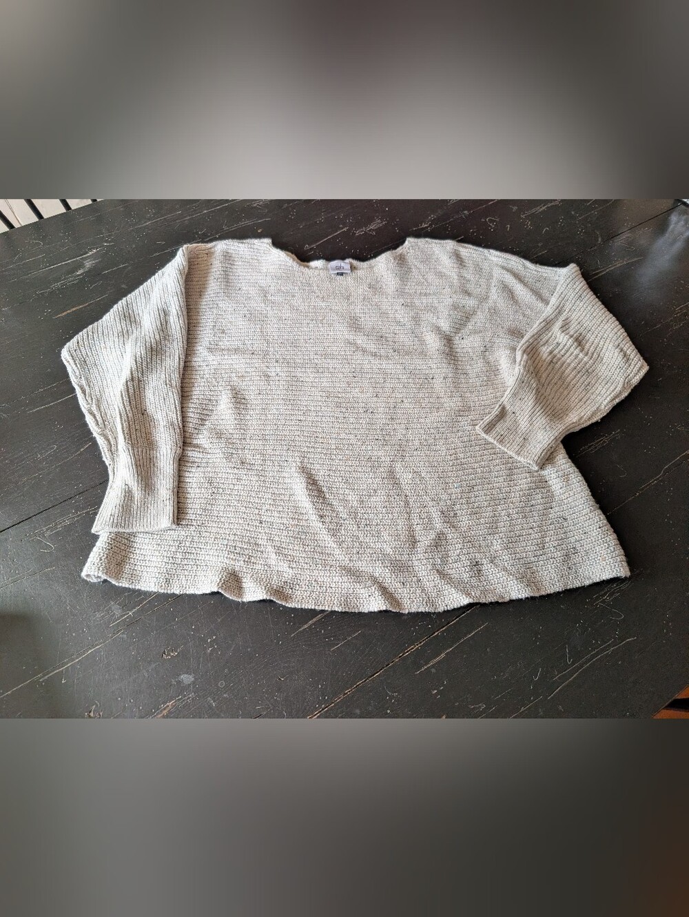 Cabi XL Boxy Wide Scoop Neckline Knit Sweater Cozy Coastal Grandma Cottagecore